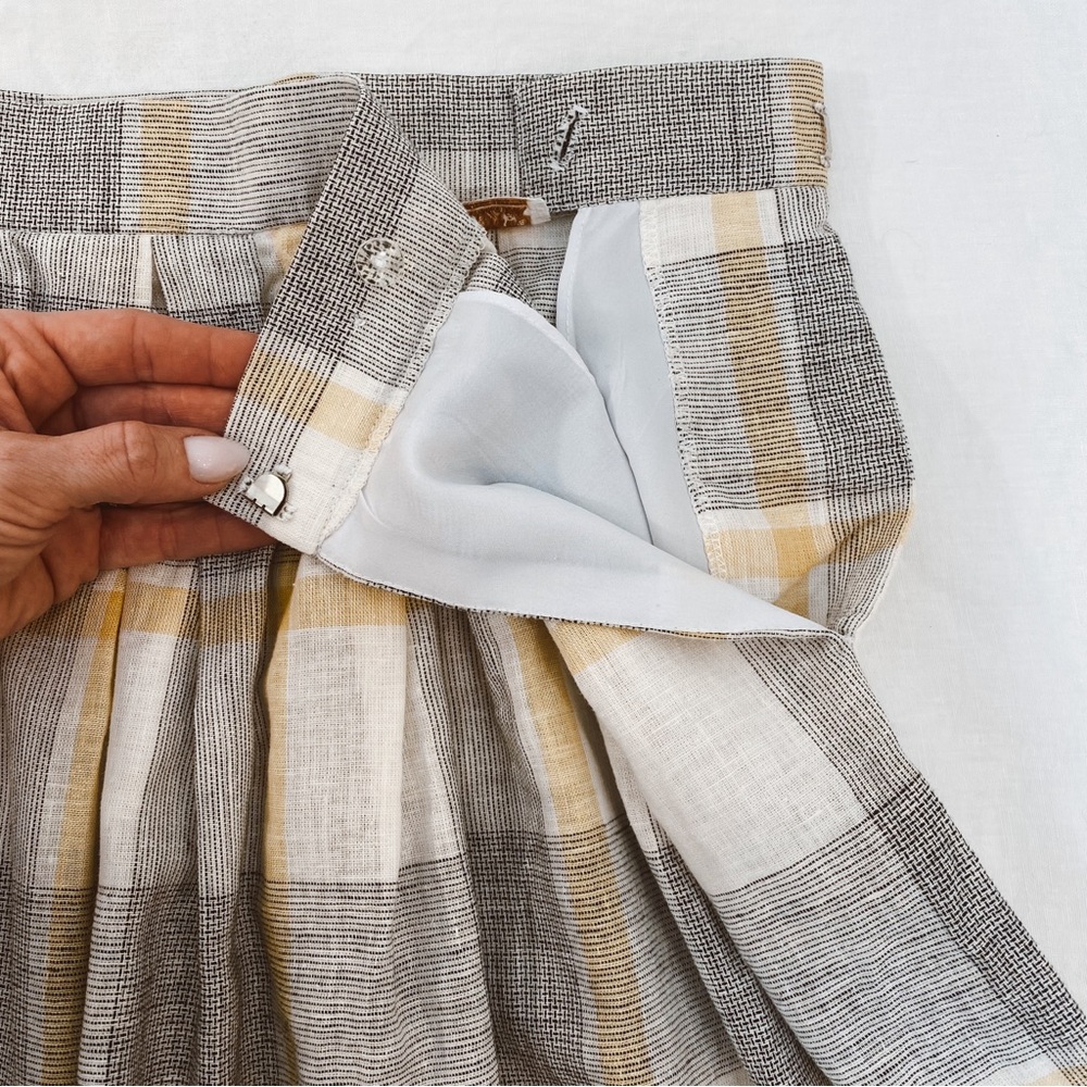 Vintage Jones New‎ York Linen Blend Plaid Midi Skirt - Picture 5 of 11